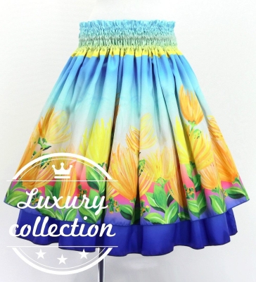 Hula Double Shantung Pa'u Skirt with Lehua Print / Luxury Collection / J3163-7