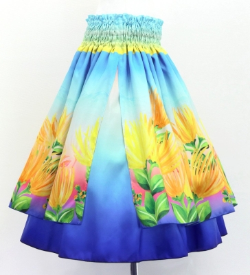 Hula Double Shantung Pa'u Skirt with Lehua Print / Luxury Collection / J3163-7
