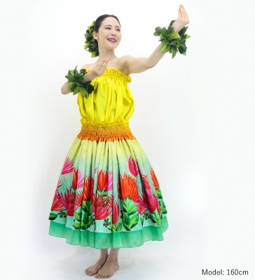 Hula Blouse & Double Pa'u Set-Up with Lehua Print / Luxury Collection / J3164-1