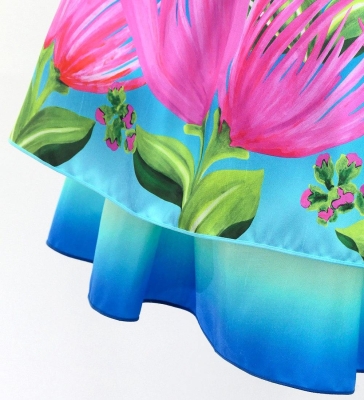 Hula Blouse & Double Pa'u Set-Up with Lehua Print / Luxury Collection / J3164-2