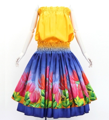 Hula Blouse & Double Pa'u Set-Up with Lehua Print / Luxury Collection / J3164-3