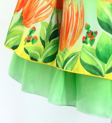 Hula Blouse & Double Pa'u Set-Up with Lehua Print / Luxury Collection / J3164-4