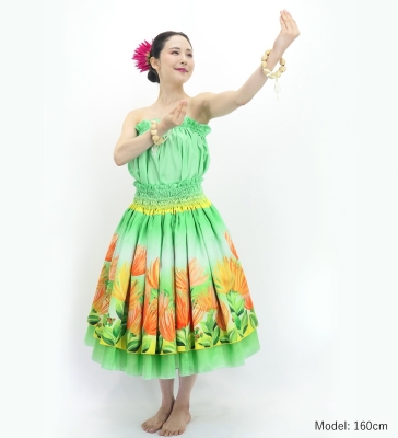 Hula Blouse & Double Pa'u Set-Up with Lehua Print / Luxury Collection / J3164-4