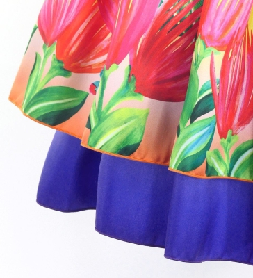 Hula Blouse & Double Pa'u Set-Up with Lehua Print / Luxury Collection / J3164-5