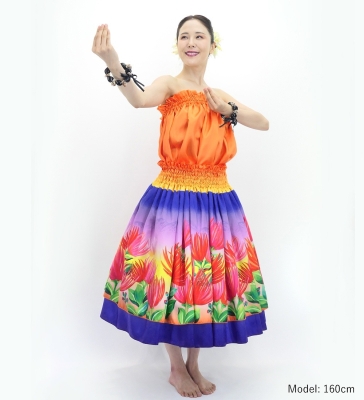 Hula Blouse & Double Pa'u Set-Up with Lehua Print / Luxury Collection / J3164-5