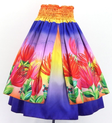 Hula Blouse & Double Pa'u Set-Up with Lehua Print / Luxury Collection / J3164-5