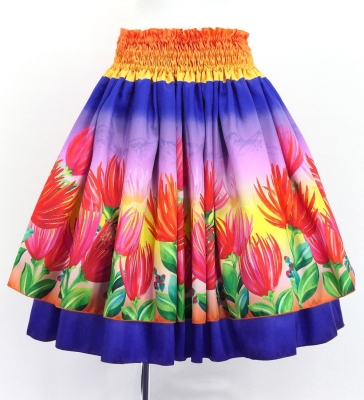 Hula Blouse & Double Pa'u Set-Up with Lehua Print / Luxury Collection / J3164-5