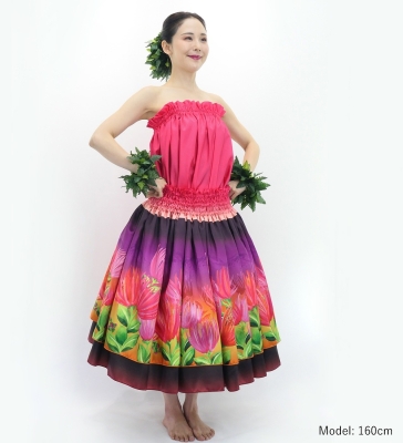 Hula Blouse & Double Pa'u Set-Up with Lehua Print / Luxury Collection / J3164-6