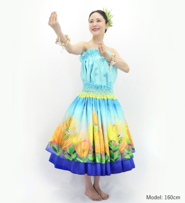 Hula Blouse & Double Pa'u Set-Up with Lehua Print / Luxury Collection / J3164-7