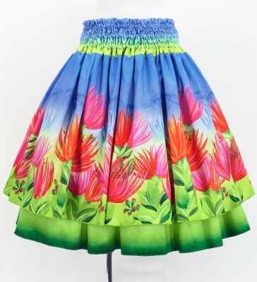 Hula Blouse & Double Pa'u Set-Up with Lehua Print / Luxury Collection / J3164-8