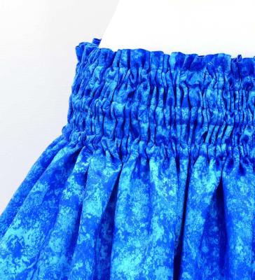 Hula Shantung Pa'u Skirt with Musical instrument & Kahiko Print / Luxury Collection / Blue / J3165bl