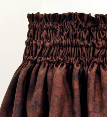 Hula Shantung Pa'u Skirt with Musical instrument & Kahiko Print / Luxury Collection / Brown / J3165br