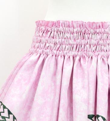 Hula Shantung Pa'u Skirt with Musical instrument & Kahiko Print / Luxury Collection / Pink / J3165pi