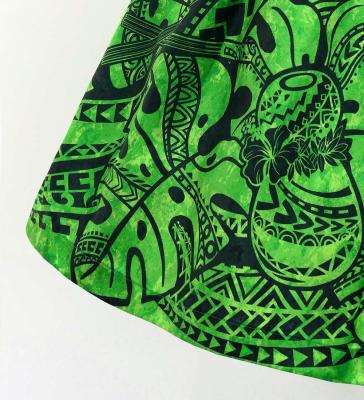 Hula Blouse & Pa'u Set-Up with Musical instrument & Kahiko Print / Luxury Collection / Black & Green / J3166bkgr