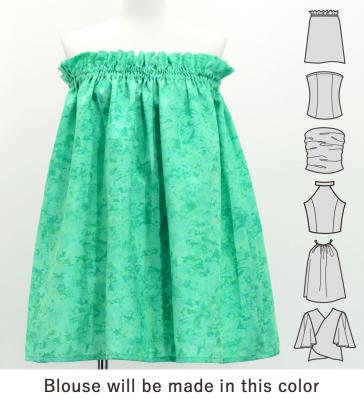 Hula Blouse & Pa'u Set-Up with Musical instrument & Kahiko Print / Luxury Collection / Light Green / J3166lgr