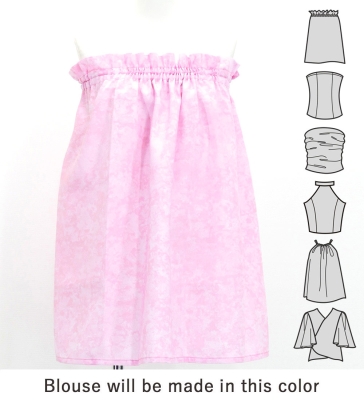 Hula Blouse & Pa'u Set-Up with Musical instrument & Kahiko Print / Luxury Collection / Pink / J3166pi