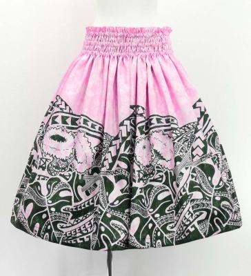 Hula Blouse & Pa'u Set-Up with Musical instrument & Kahiko Print / Luxury Collection / Pink / J3166pi