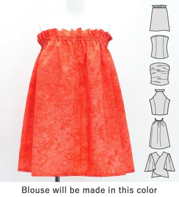 Hula Blouse & Pa'u Set-Up with Musical instrument & Kahiko Print / Luxury Collection / Red / J3166rd