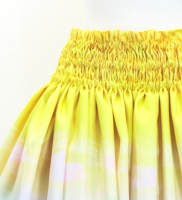 Hula Shantung Pa'u Skirt with Kahiko & Sea Print / Luxury Collection / J3167ye