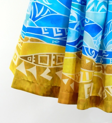 Hula Blouse & Pa'u Set-Up with Kahiko & Sea Print / Luxury Collection / J3168lbl