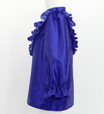 Hula Yoke Frill Blouse with Shantung / Royal Blue / J3169rbl