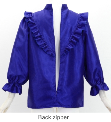 Hula Yoke Frill Blouse with Shantung / Royal Blue / J3169rbl