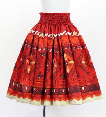 Hula Shantung Pa'u Skirt with Moana Kahiko Print / Luxury Collection / J3173-1