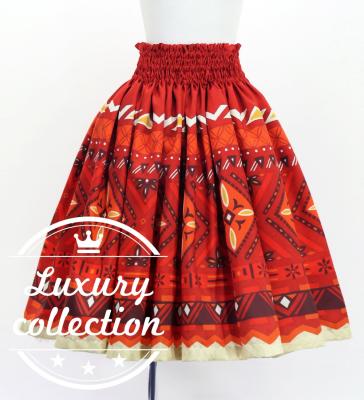Hula Shantung Pa'u Skirt with Moana Kahiko Print / Luxury Collection / J3173-1