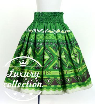 Hula Shantung Pa'u Skirt with Moana Kahiko Print / Luxury Collection / J3173-4