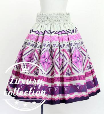 Hula Shantung Pa'u Skirt with Moana Kahiko Print / Luxury Collection / J3173-5