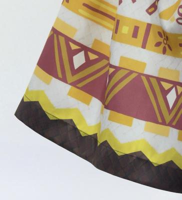 Hula Shantung Pa'u Skirt with Moana Kahiko Print / Luxury Collection / J3173-6