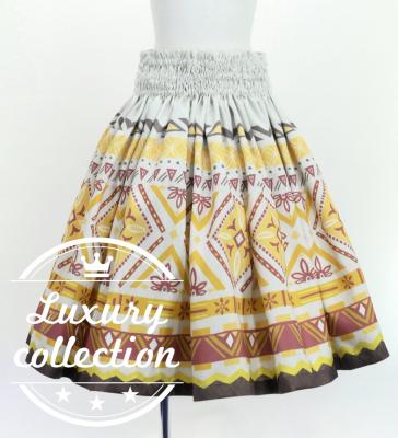 Hula Shantung Pa'u Skirt with Moana Kahiko Print / Luxury Collection / J3173-6