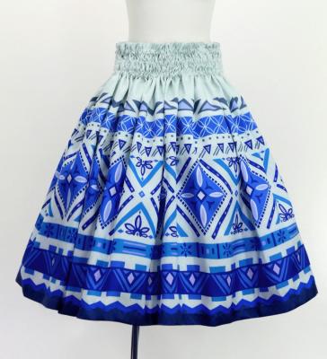 Hula Shantung Pa'u Skirt with Moana Kahiko Print / Luxury Collection / J3173-7