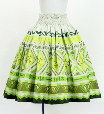 Hula Shantung Pa'u Skirt with Moana Kahiko Print / Luxury Collection / J3173-8