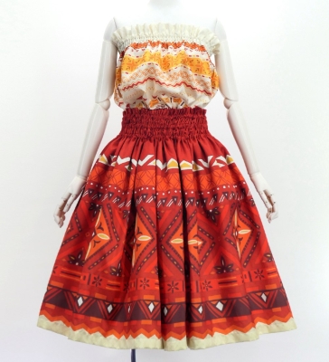 Hula Blouse & Pa'u Set-Up with Moana Kahiko Print / Luxury Collection / J3174-1