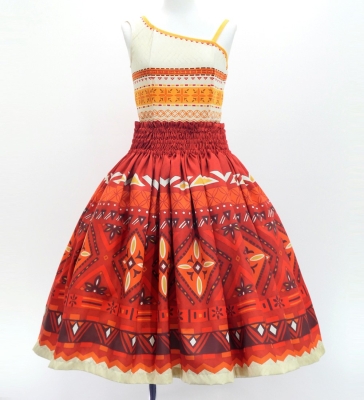 Hula Blouse & Pa'u Set-Up with Moana Kahiko Print / Luxury Collection / J3174-1