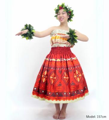 Hula Blouse & Pa'u Set-Up with Moana Kahiko Print / Luxury Collection / J3174-1