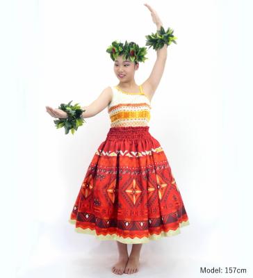 Hula Blouse & Pa'u Set-Up with Moana Kahiko Print / Luxury Collection / J3174-1