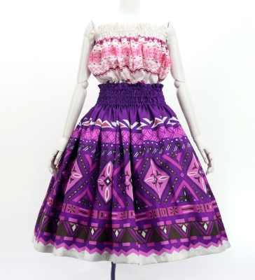 Hula Blouse & Pa'u Set-Up with Moana Kahiko Print / Luxury Collection / J3174-2