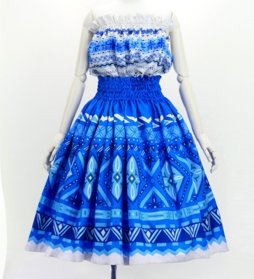Hula Blouse & Pa'u Set-Up with Moana Kahiko Print / Luxury Collection / J3174-3