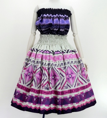 Hula Blouse & Pa'u Set-Up with Moana Kahiko Print / Luxury Collection / J3174-5