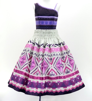 Hula Blouse & Pa'u Set-Up with Moana Kahiko Print / Luxury Collection / J3174-5