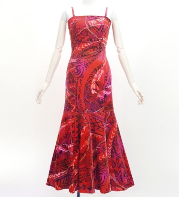 Hula Long Multi Way Dress with Velvet & Koshibo / Luxury Collection / Dark Red / J3175drd
