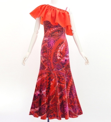 Hula Long Multi Way Dress with Velvet & Koshibo / Luxury Collection / Dark Red / J3175drd