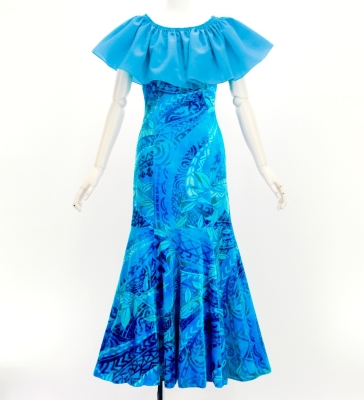 Hula Long Multi Way Dress with Velvet & Koshibo / Luxury Collection / Light Blue / J3175lbl