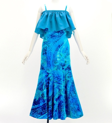 Hula Long Multi Way Dress with Velvet & Koshibo / Luxury Collection / Light Blue / J3175lbl