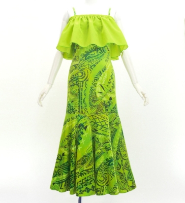 Hula Long Multi Way Dress with Velvet & Koshibo / Luxury Collection / Light Green / J3175lgr