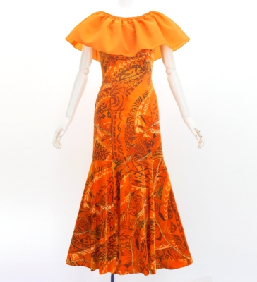 Hula Long Multi Way Dress with Velvet & Koshibo / Luxury Collection / Orange / J3175or
