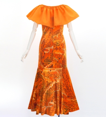 Hula Long Multi Way Dress with Velvet & Koshibo / Luxury Collection / Orange / J3175or