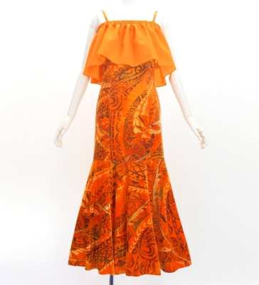 Hula Long Multi Way Dress with Velvet & Koshibo / Luxury Collection / Orange / J3175or